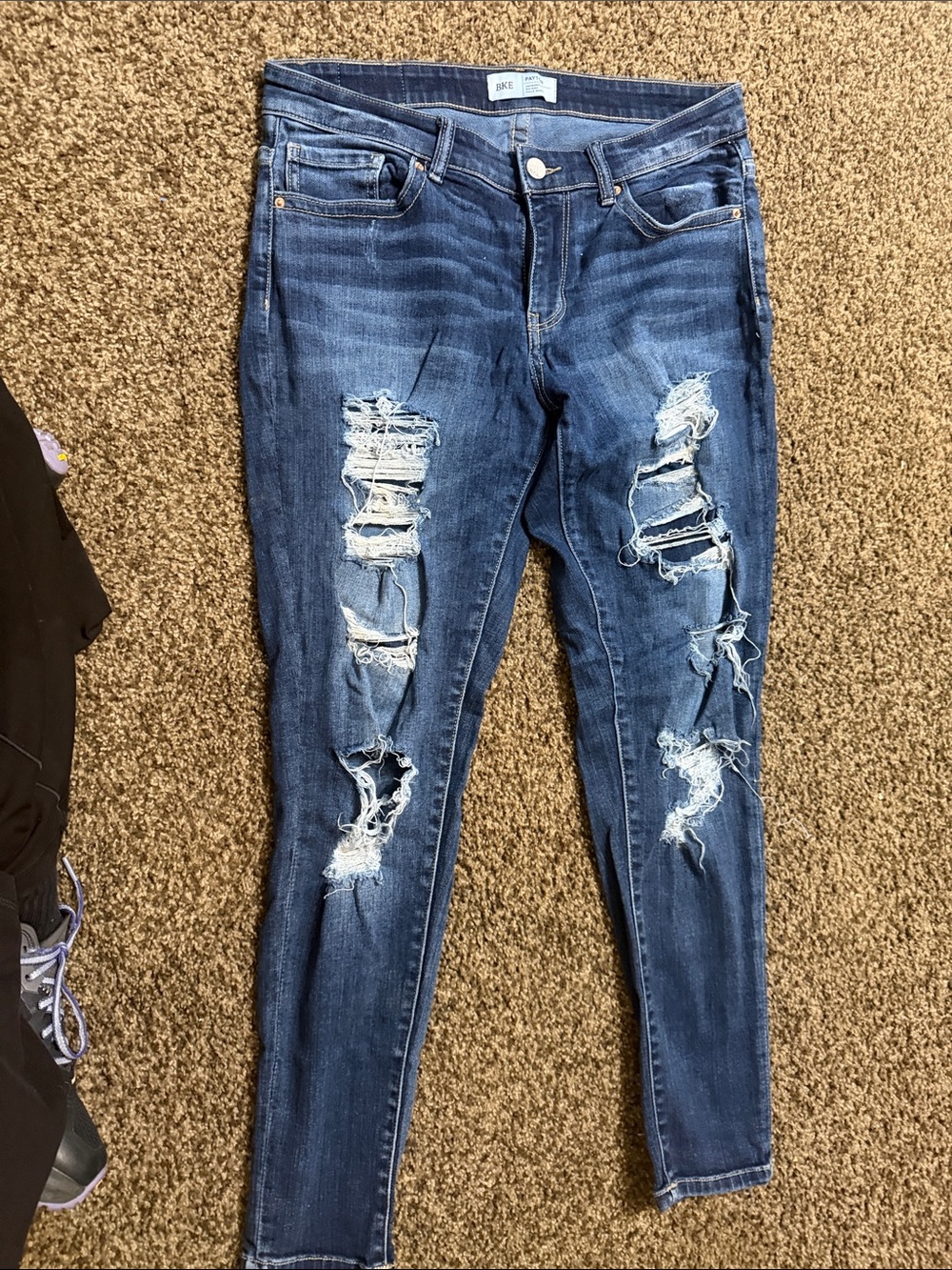 BKE Ripped Dark Blue Skinny Jeans